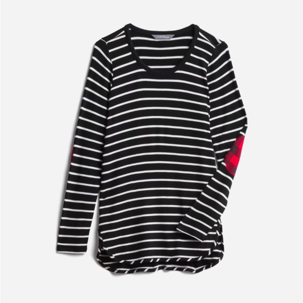 Zansia Curved Hem French Terry Knit Top